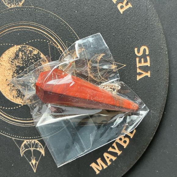 New Wooden Moon Designed Pendulum Board with a Red Jasper Pendulum - Picture 3 of 3